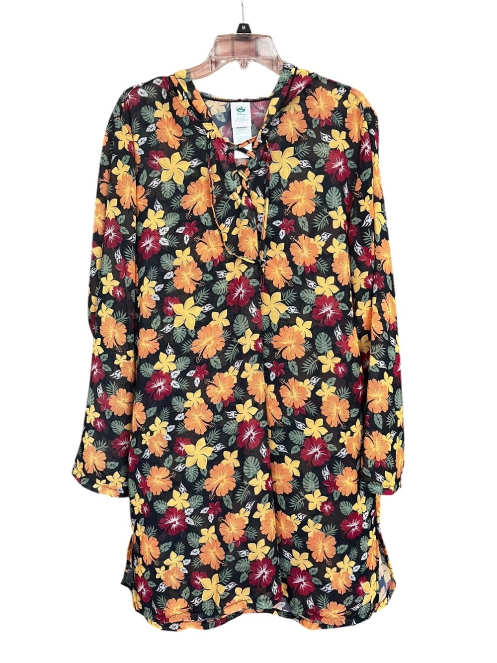 Disney Multicolor Tropical Floral Hooded Swim Vacation Cover Up Dress SZ XXL